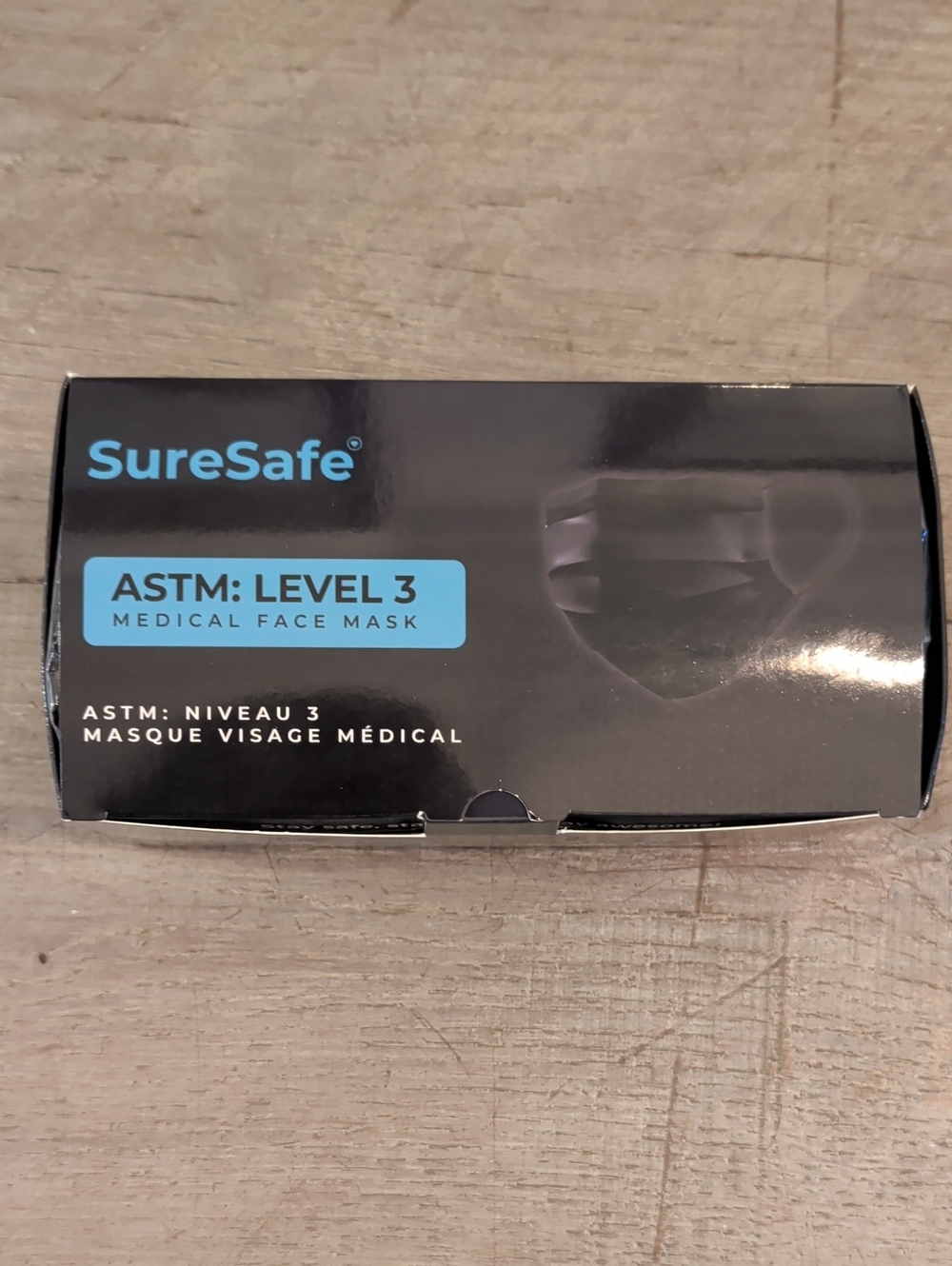 50 Face Masks - SureSafe ASTM Level 3 Black Medical Face Masks